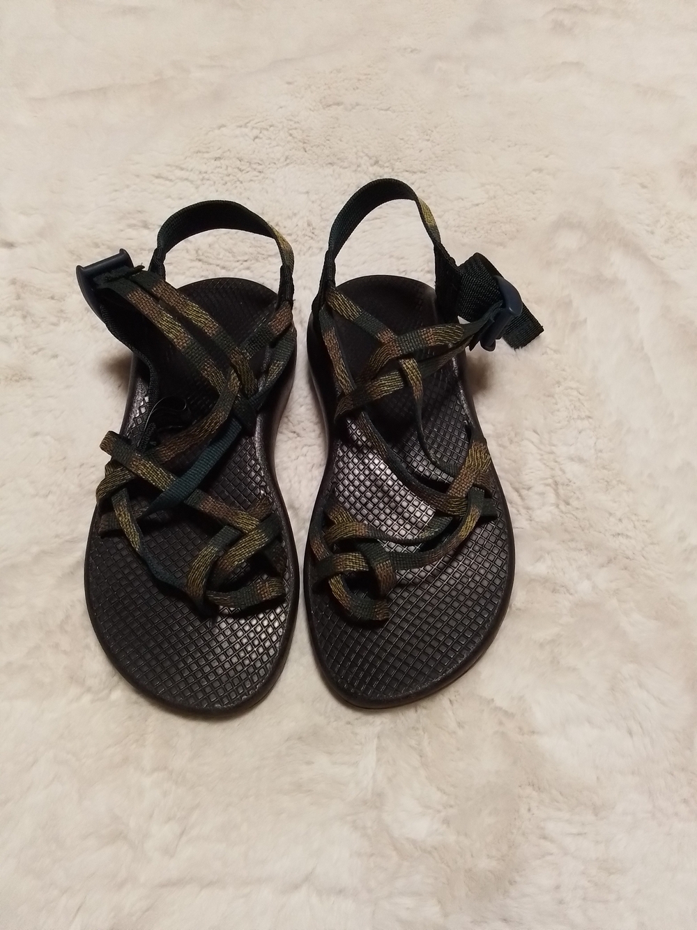 Chaco Women's Black Sandals with Olive Camouflage Straps